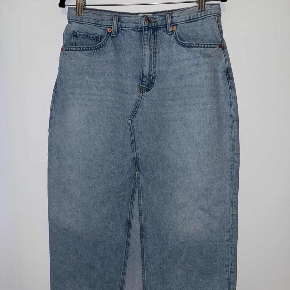 Mango Blue Denim Midi Skirt